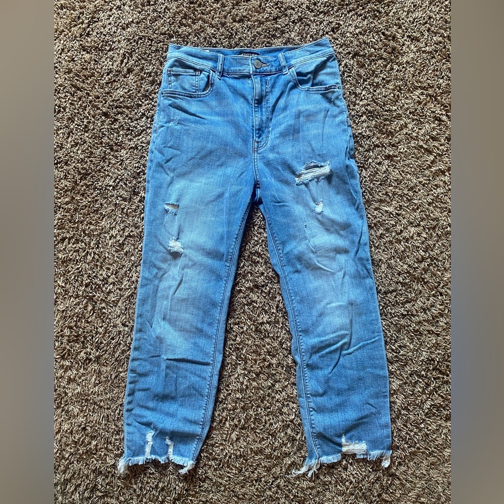 Express Cropped Straight High Rise Stretch Jean